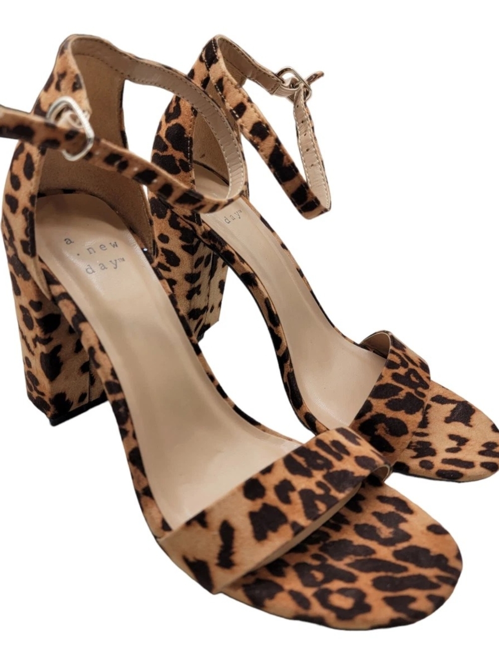 A New Day Leopard Print Block Heel Sandals - Brown/Black